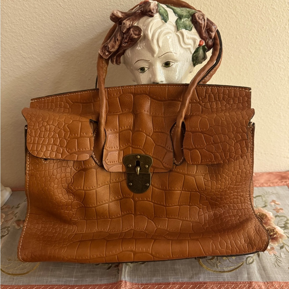 Patricia Nash Vintage Brown Leather Shoulder 13’x 11’.5 Bag Good Condition